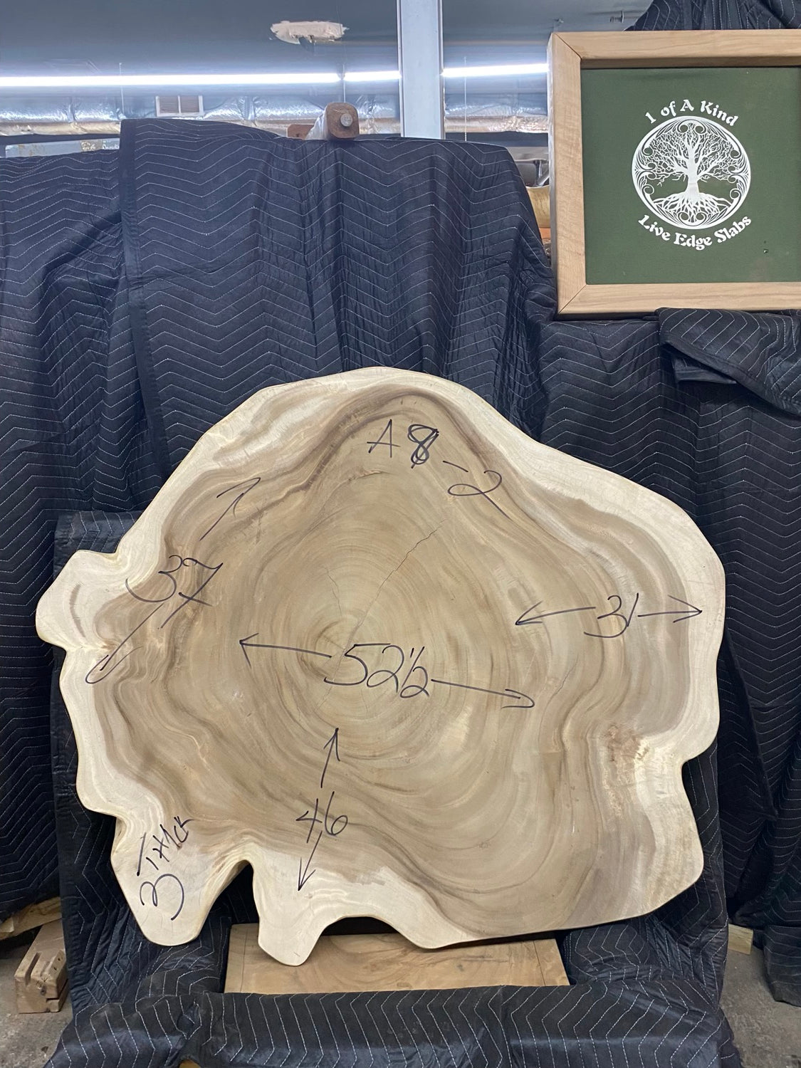 Live Edge Acacia Slab 52 1/2"Lx37-46"Wx3"T