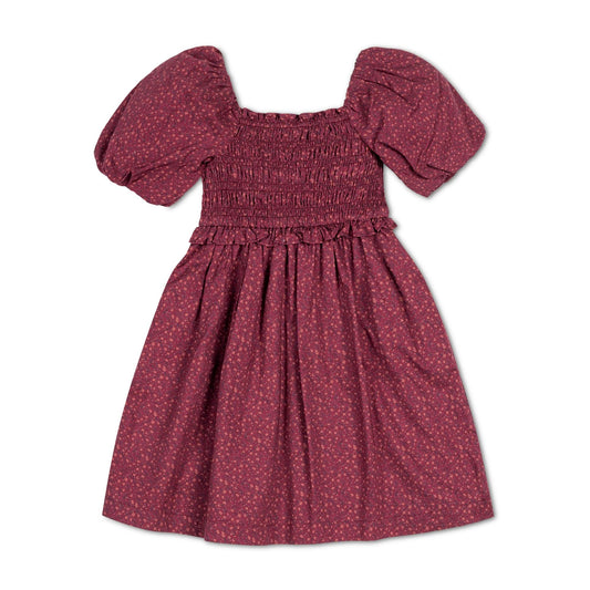 Organic Smocked Bubble Sleeve Dress