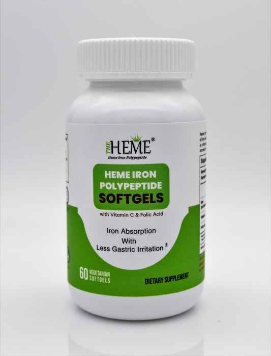 TheHeme - Heme Iron Polypeptide 4.5mg Softgels with Vitamin C and Folic Acid - Iron Supplement, Gluten Free - 60ct