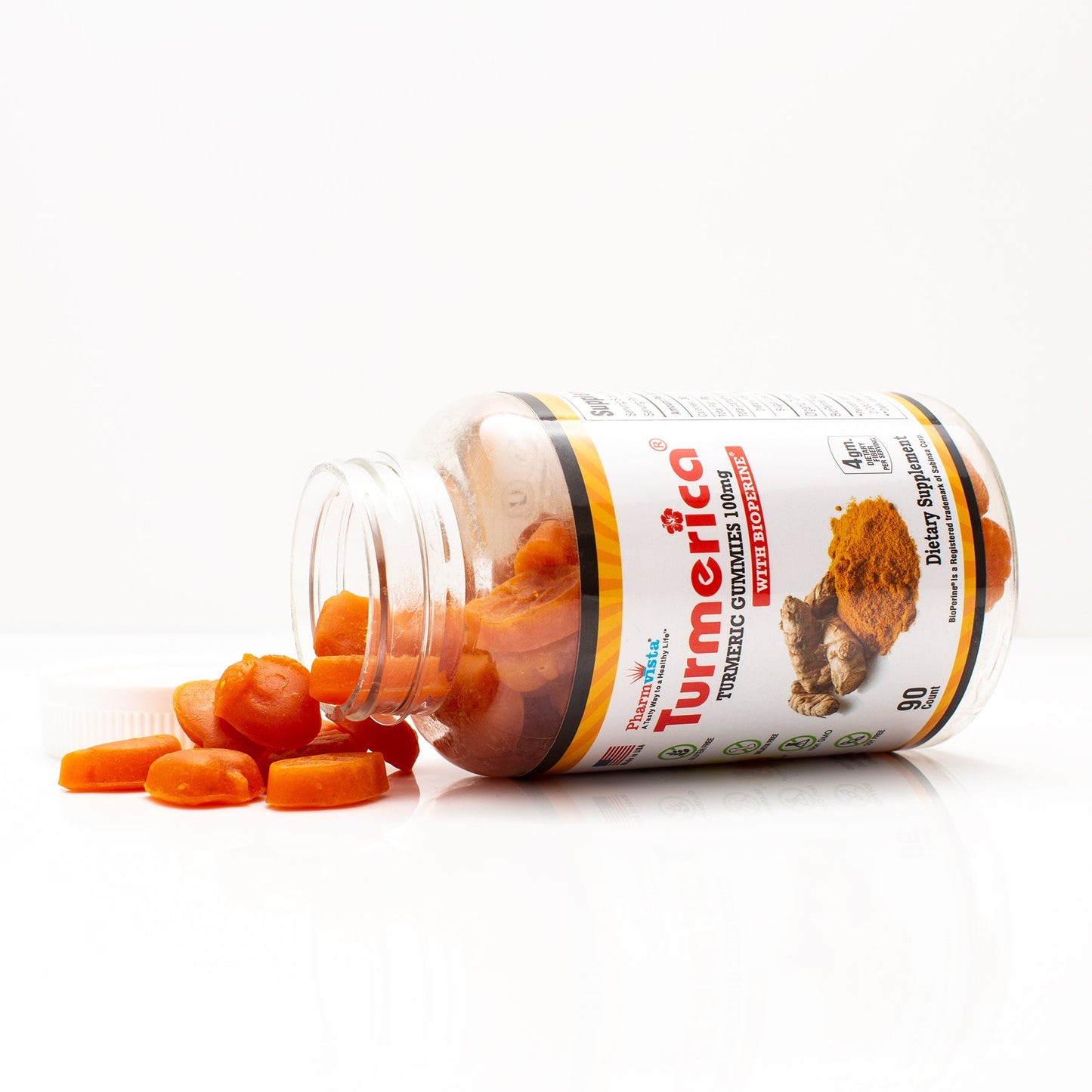 Turmeric Curcumin Gummies  - 100mg with BioPerine Black Pepper for Enhanced Absorption, 90 Count