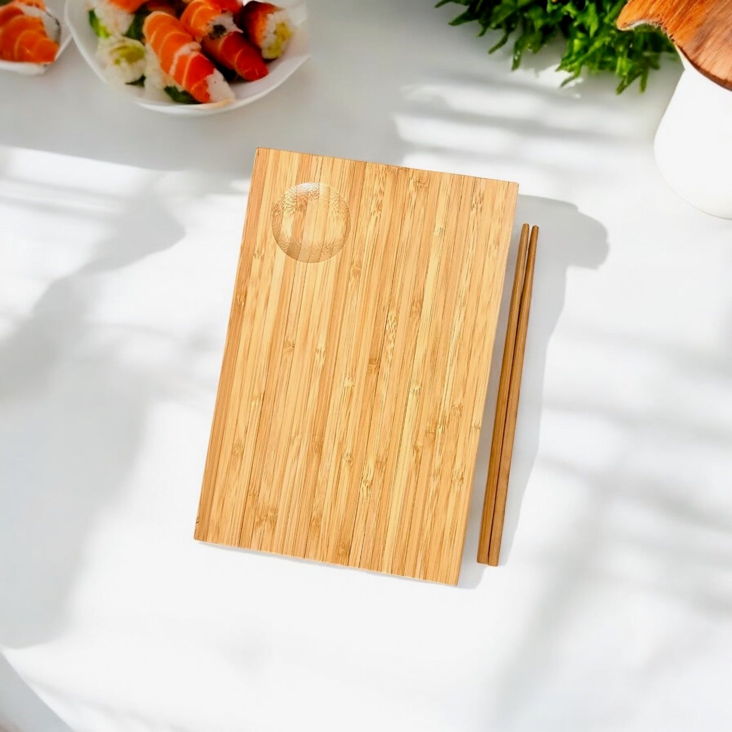 Bamboo Sushi Serving Plate & Chopsticks
