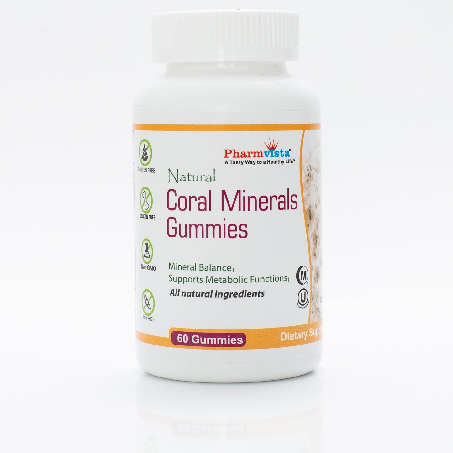 Natural Coral Calcium with Vitamin D3 Gummies - Tasty, Gelatin Free, Vegan Gummies 60 Count