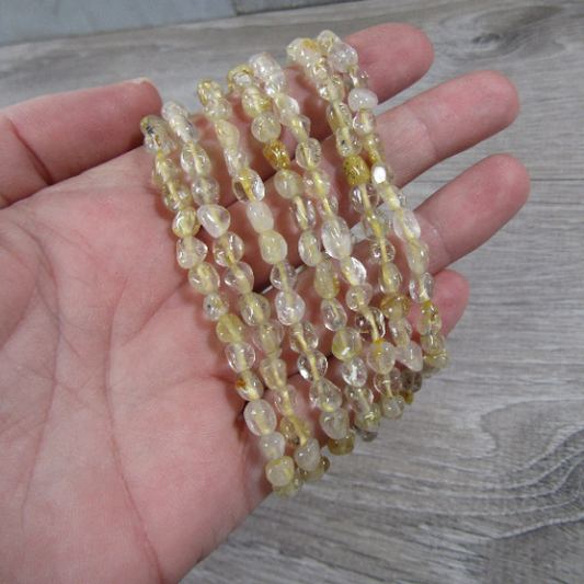 Gemstone Nugget Bracelet: Rutilated Golden Quartz