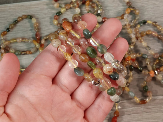 Gemstone Nugget Bracelet: Golden Rutile Chlorite Included Quartz