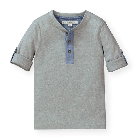 Henley Tee with Rolled Sleeves