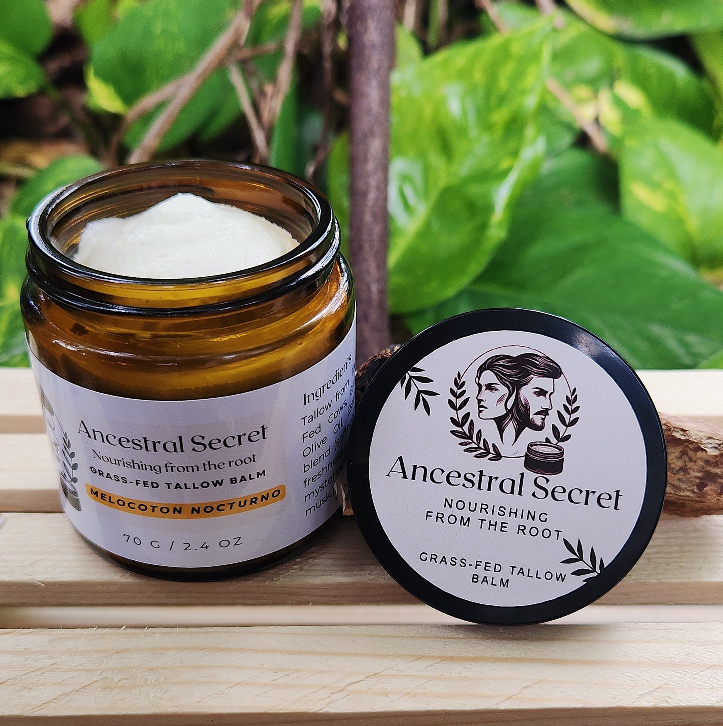 Melocoton Nocturno Handmade Beef Tallow Balm, For All Skin And Hair Types. 0.55 oz / 2 oz