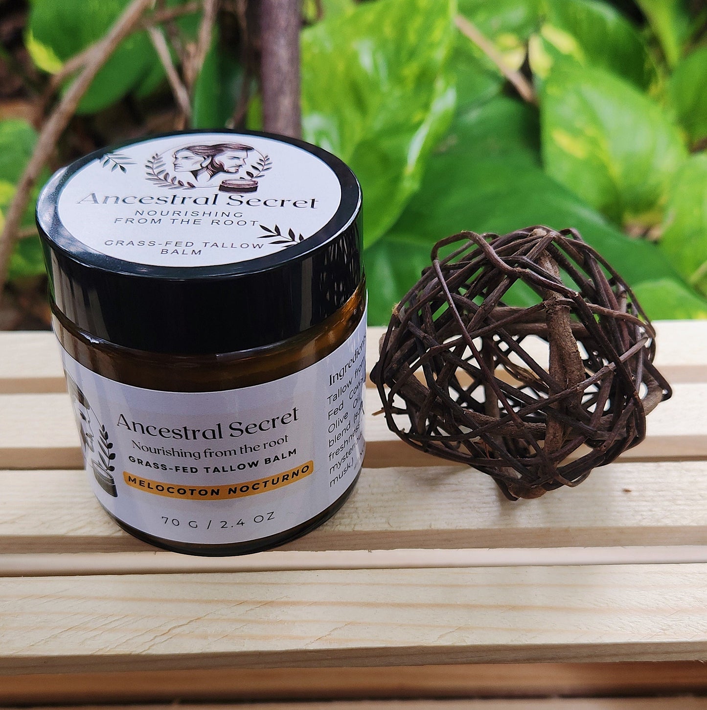 Melocoton Nocturno Handmade Beef Tallow Balm, For All Skin And Hair Types. 0.55 oz / 2 oz