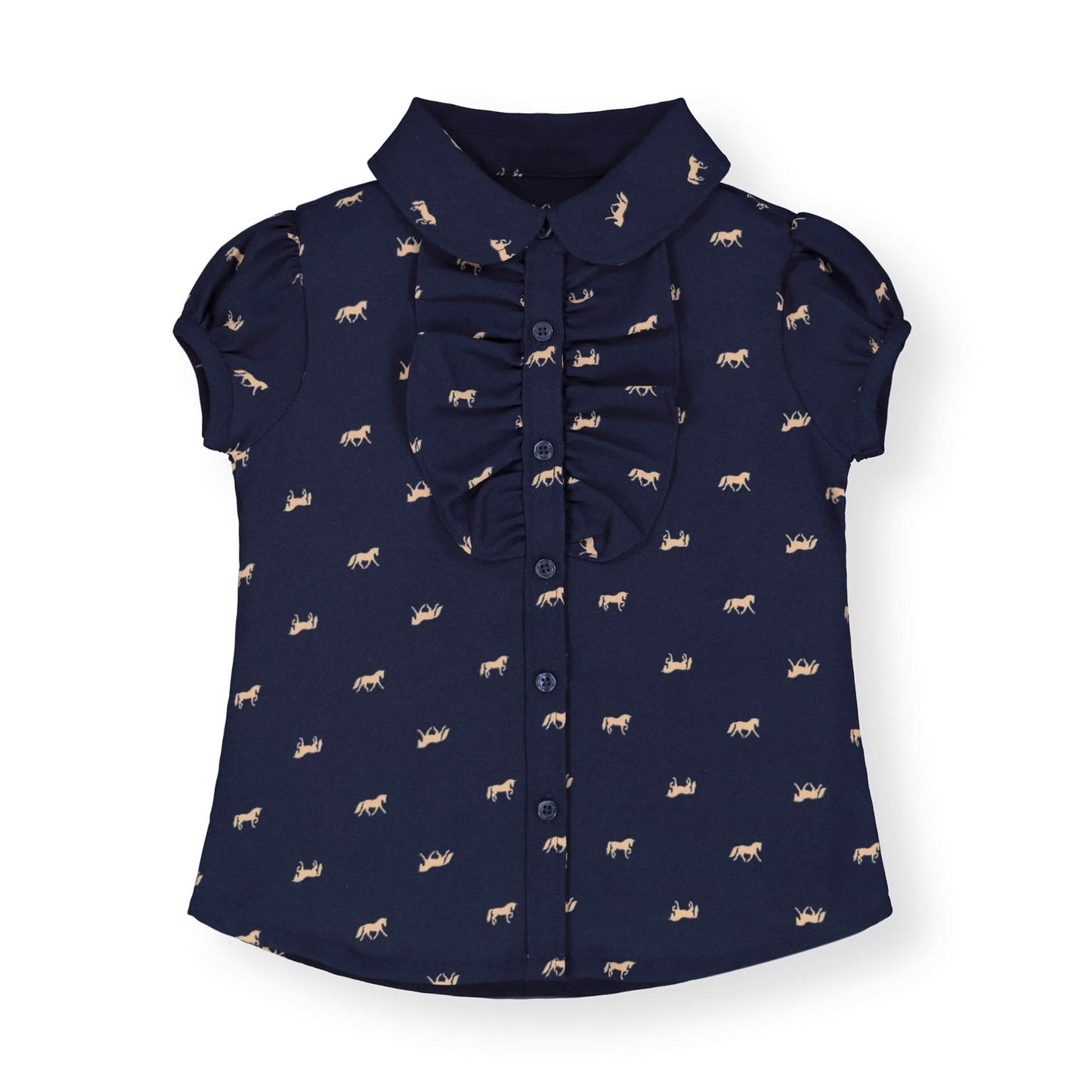 Ruffle Front Shirt with Puff Sleeves - Baby