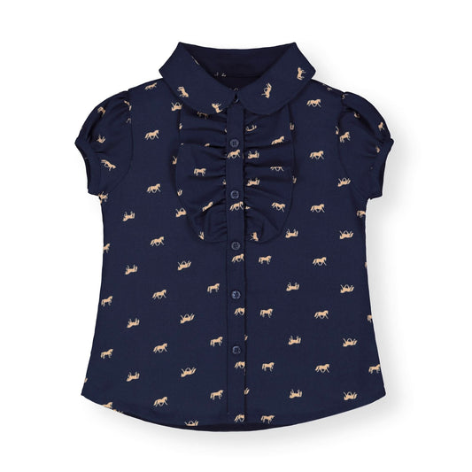 Ruffle Front Shirt with Puff Sleeves - Baby