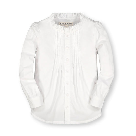 Ruffle Neck Organic Blouse with Pintucks - Baby
