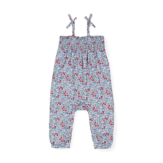 Smocked Romper with Bow Shoulders