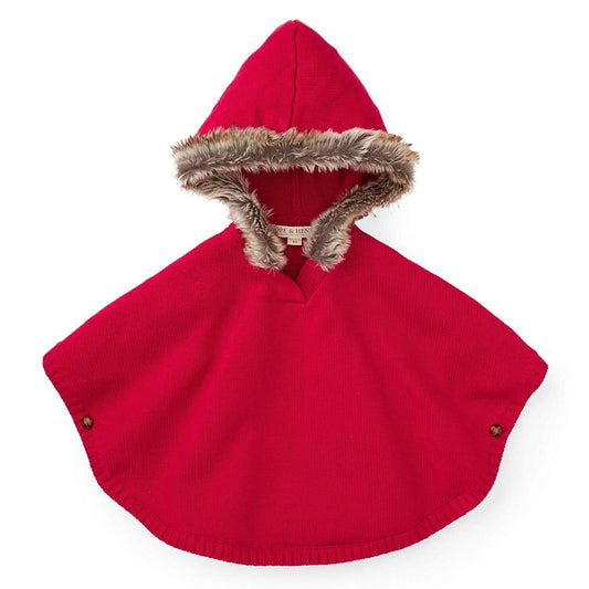 Sweater Cape with Faux Fur Hood