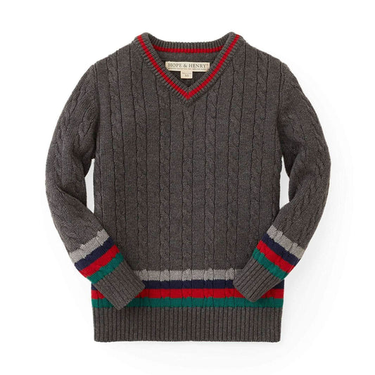 V-Neck Cable Sweater - Baby